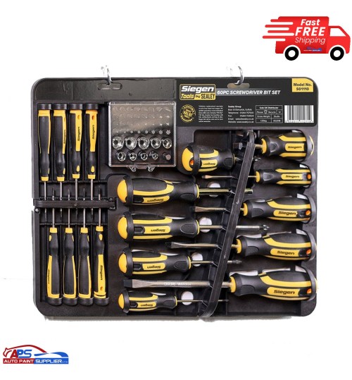 Sealey 60 Piece Screwdriver Bit Set Chrome Vanadium Steel Soft Grip Storage